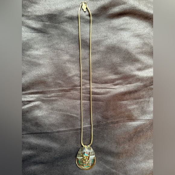 Eisenberg Egyptian Revival King Tut Pharaoh Singned Vintage Pendant Necklace - Picture 3 of 7